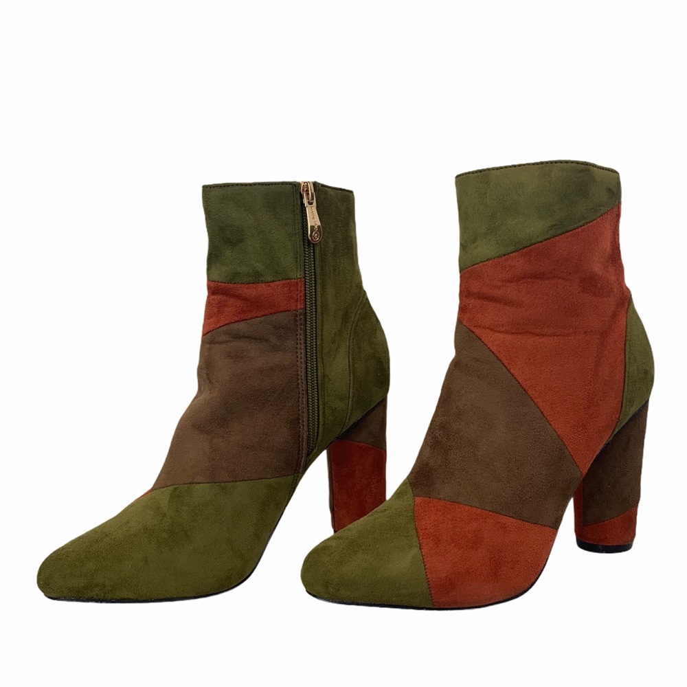 Cape Robin 70s Green & Orange Heeled Suede Boots